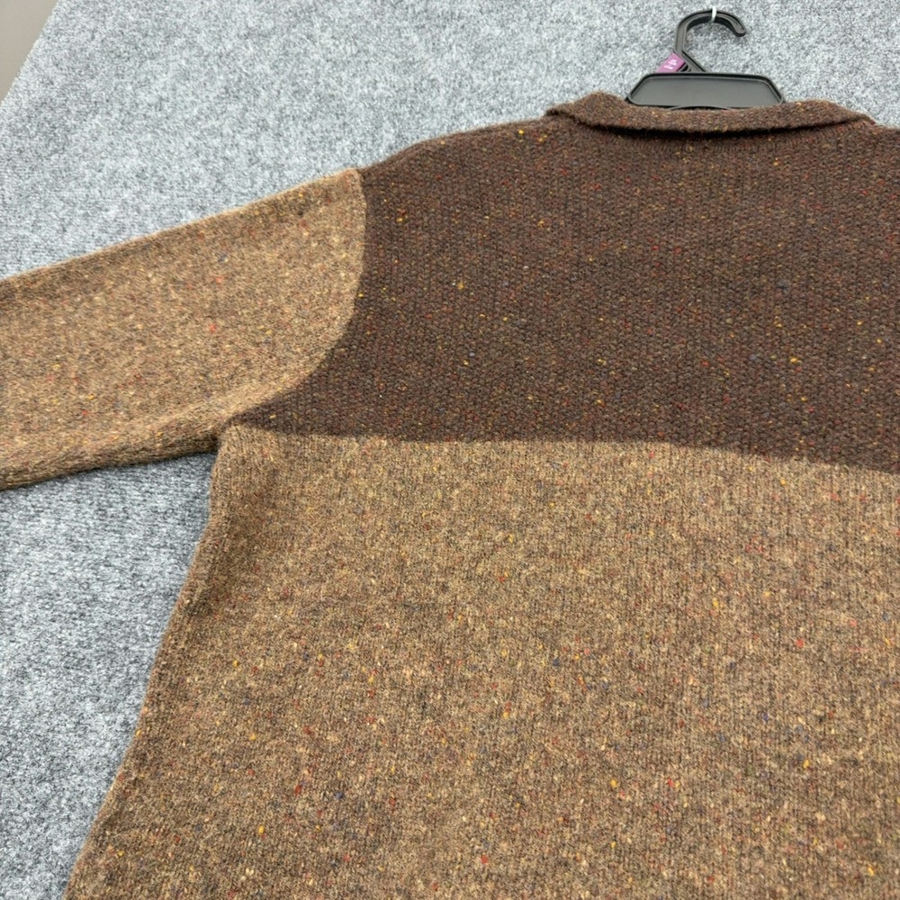 Vintage LL Bean Cardigan Women XL Brown Lambswool Button Collared Preppy Style - Picture 5 of 6